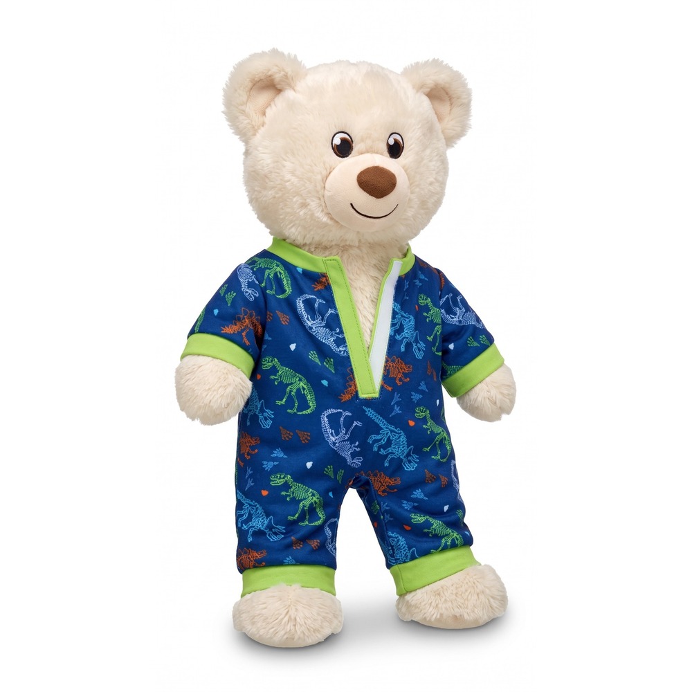 Build-A-Bear Lil Cub Cream Teddy Bear with Blue Dinosaur Sleeper 025720 15 inch